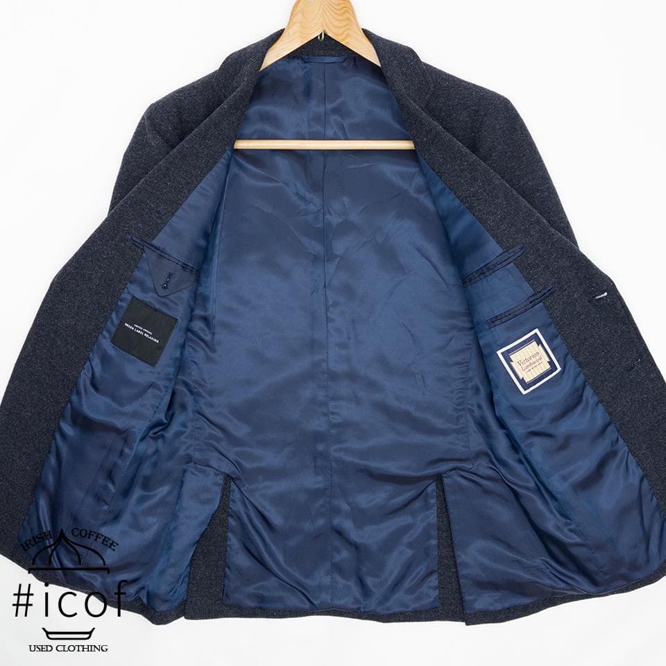 ツイード アンコン 日本製生地 glr スーツ 厚手 A4 紺 b22