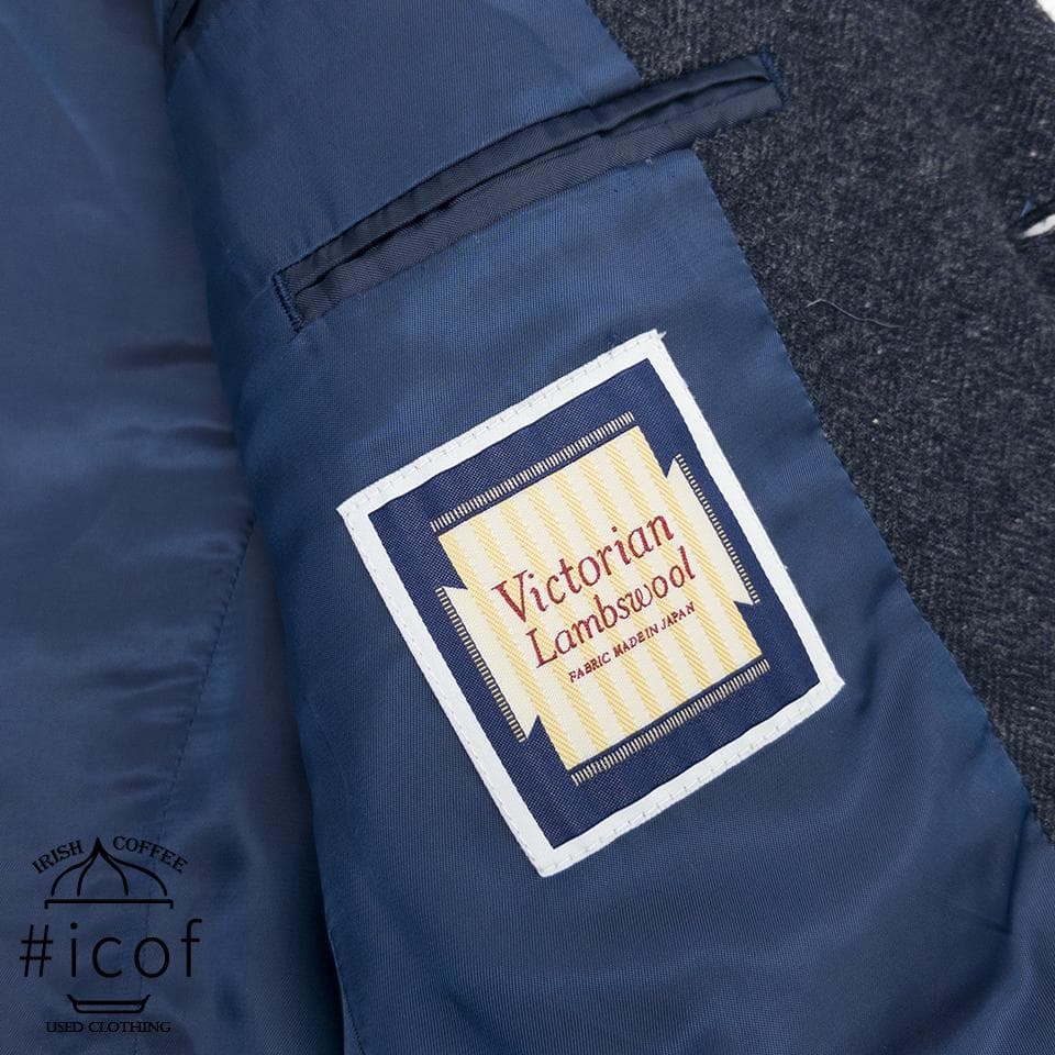 ツイード アンコン 日本製生地 glr スーツ 厚手 A4 紺 b22