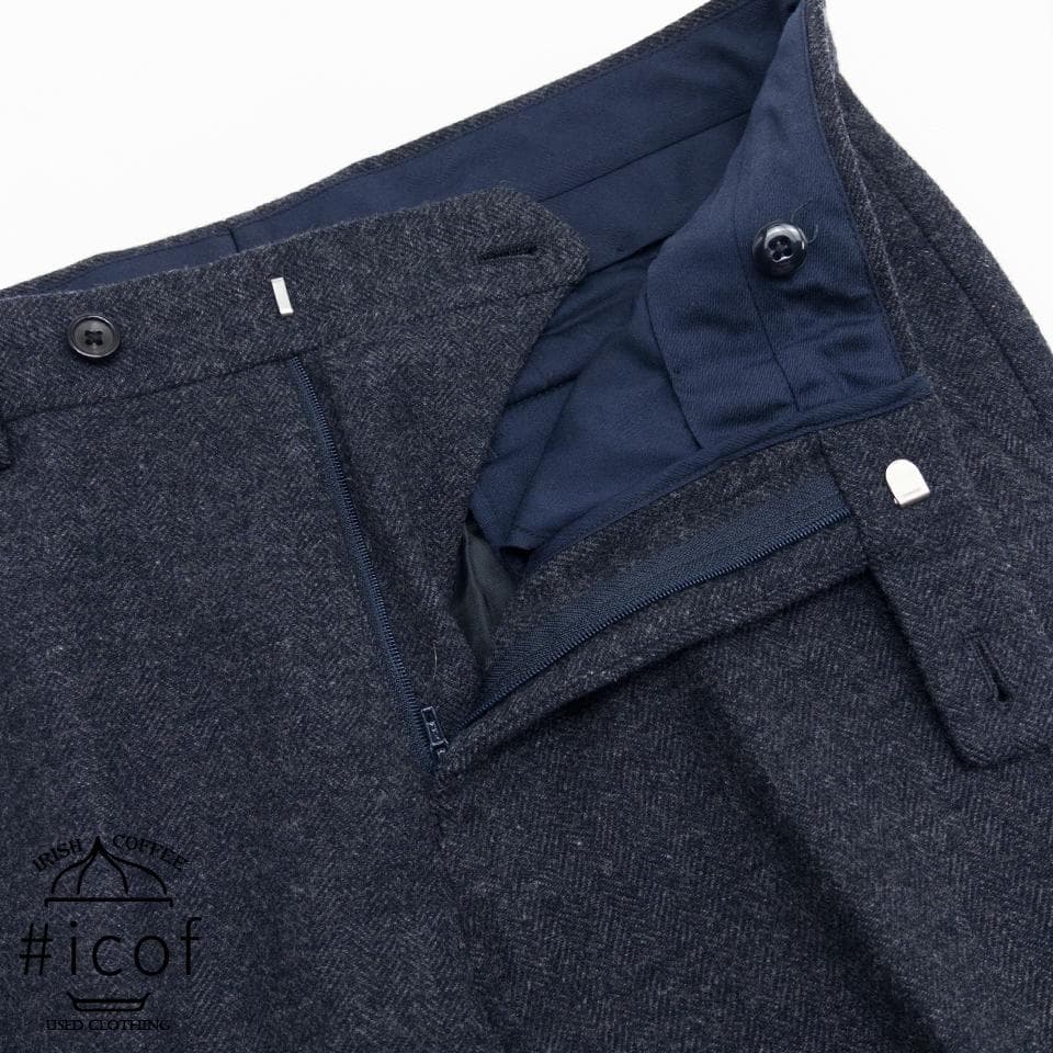 ツイード アンコン 日本製生地 glr スーツ 厚手 A4 紺 b22