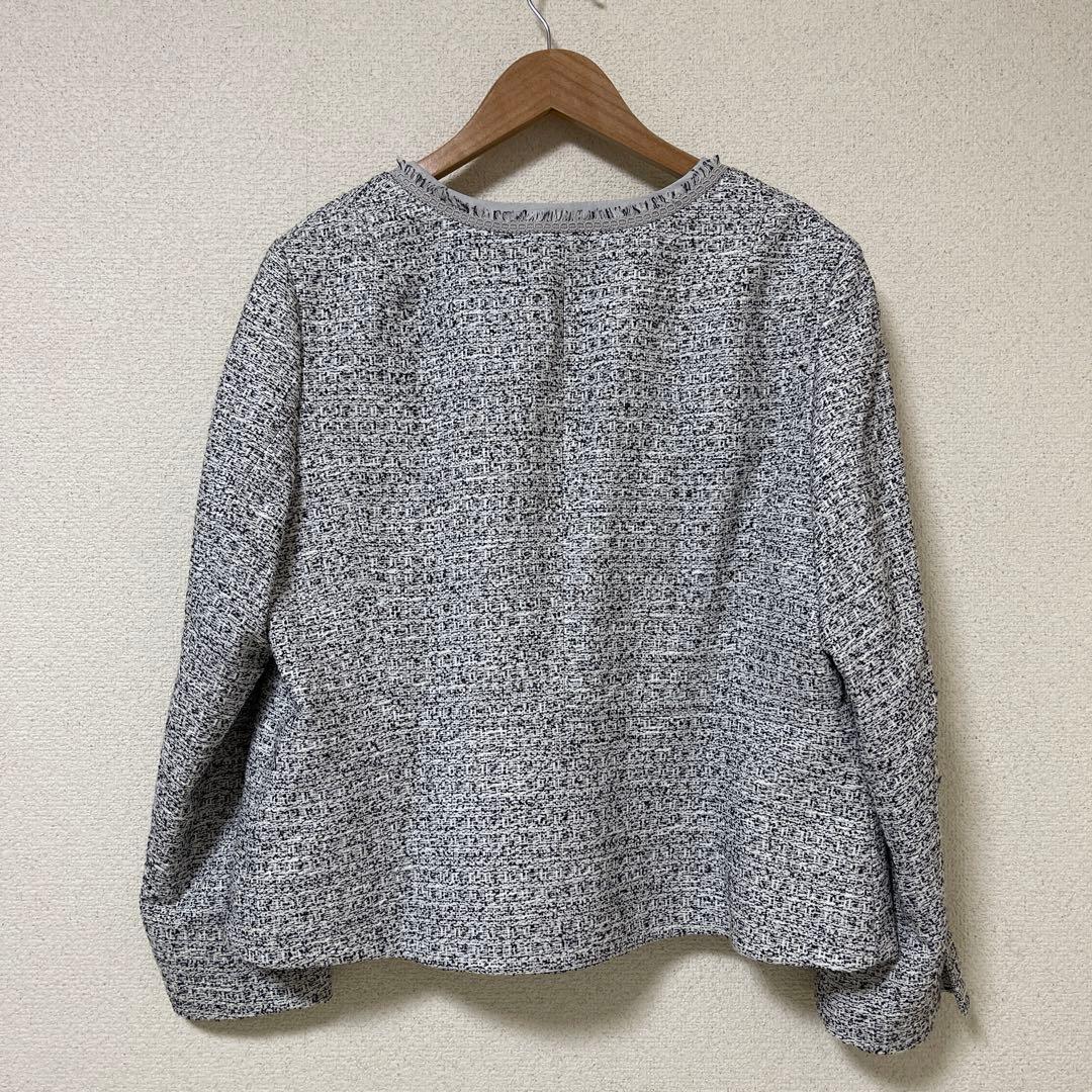 2024年23区 46 シャインツイードストレッチノーカラー ジャケット日本製