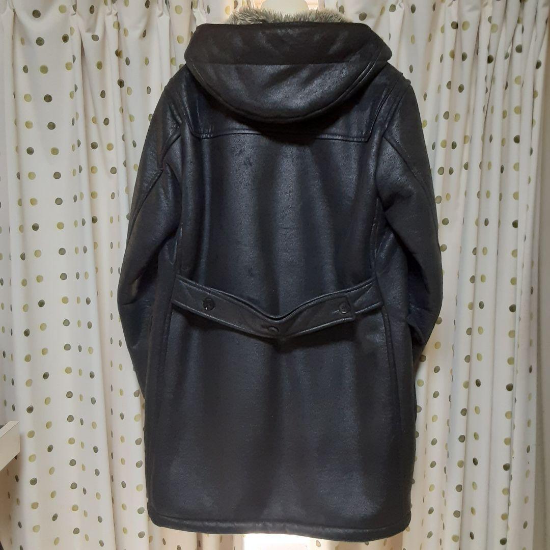BURBERRYブラックレーベル ダッフルコート ブラック.合成皮革…