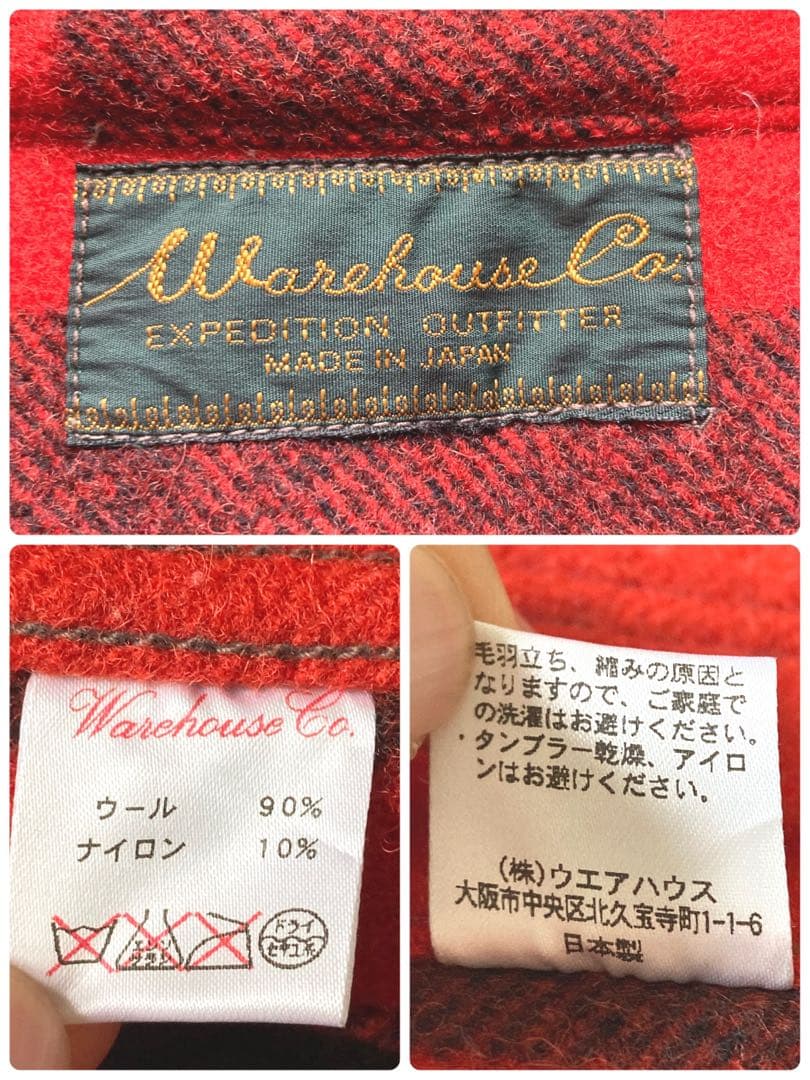 WAREHOUSE マッキーノジャケット　バッファローチェック　レッド　美品