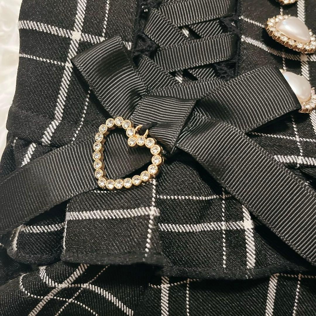 【LIZLISA 】レースアップサスペンダー付スカパン チェック