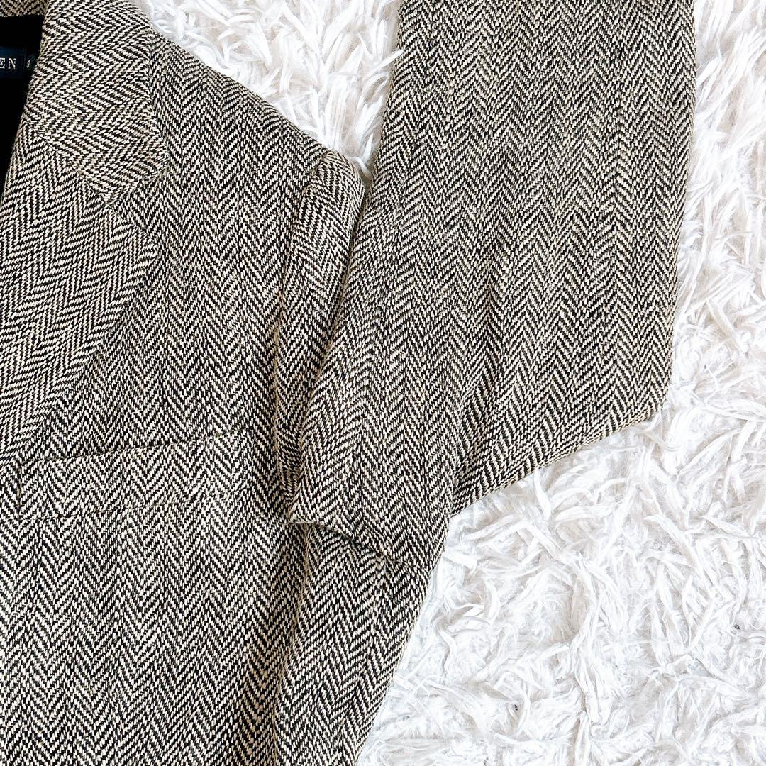 ラルフローレン⁂テーラードジャケット　ヘリンボーン　リネン　シェルボタン　M