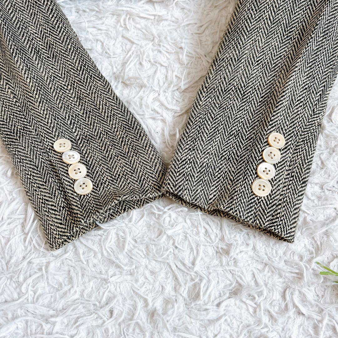 ラルフローレン⁂テーラードジャケット　ヘリンボーン　リネン　シェルボタン　M