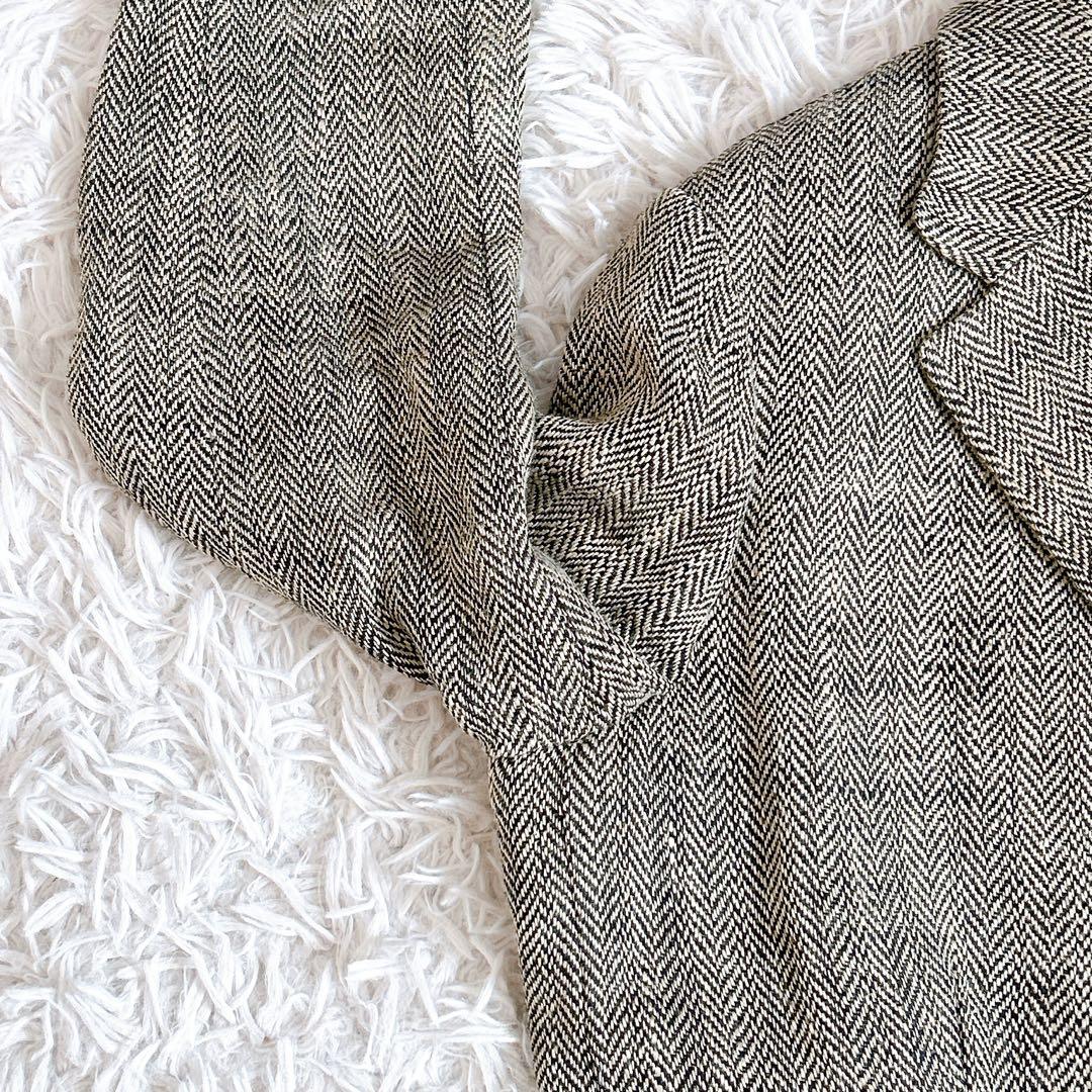 ラルフローレン⁂テーラードジャケット　ヘリンボーン　リネン　シェルボタン　M