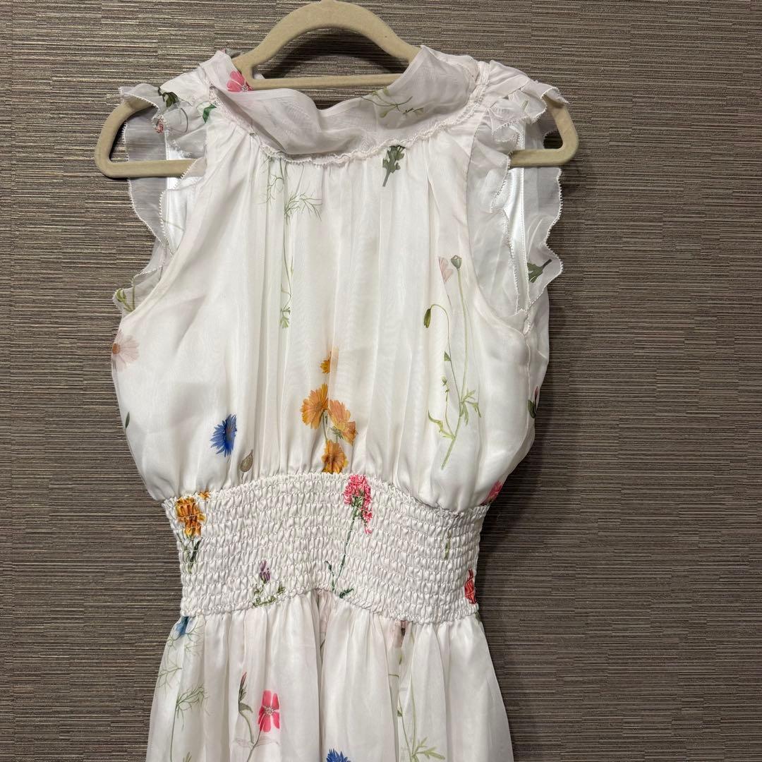 SNIDEL 花柄シフォンロングワンピース リボン付 サイズ0