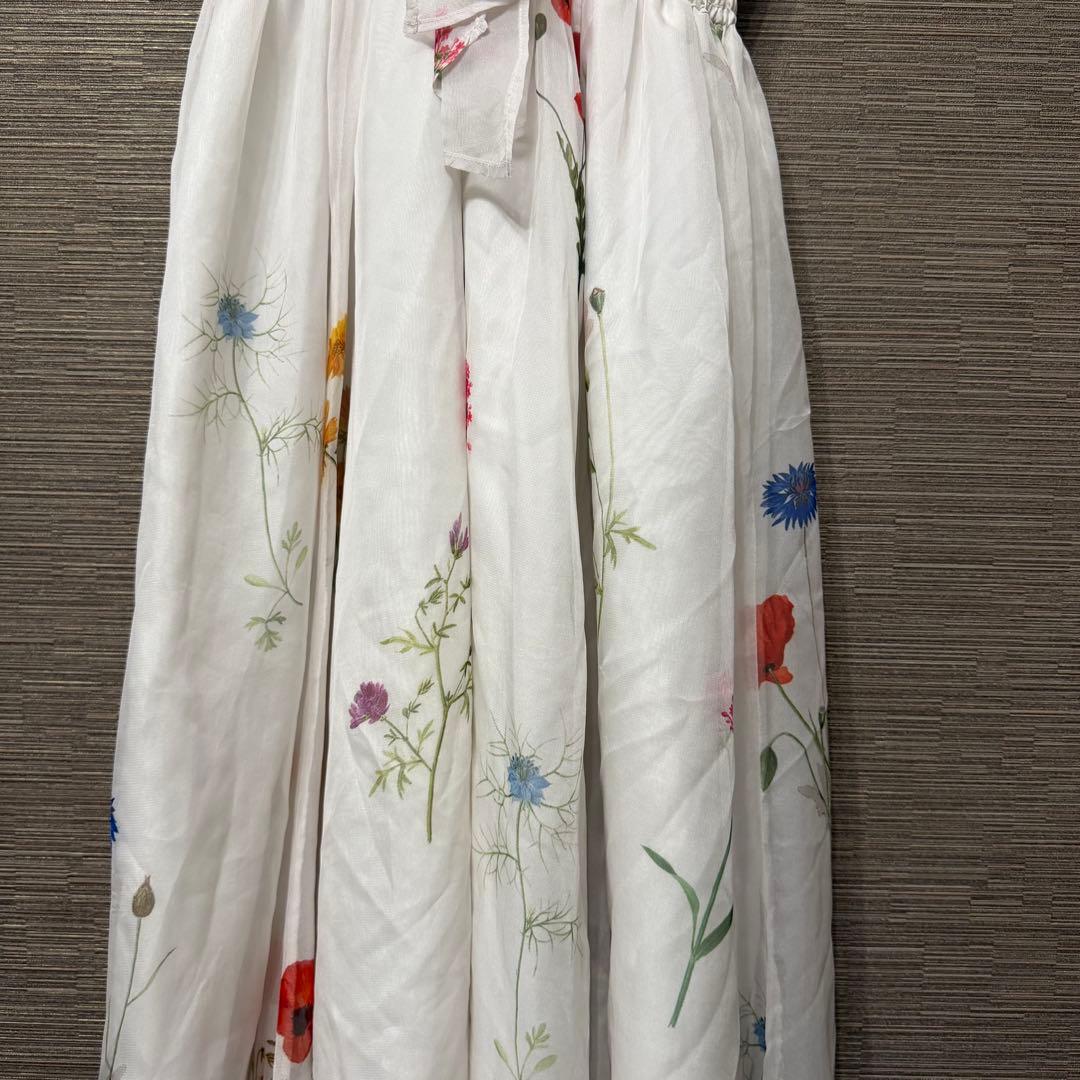 SNIDEL 花柄シフォンロングワンピース リボン付 サイズ0