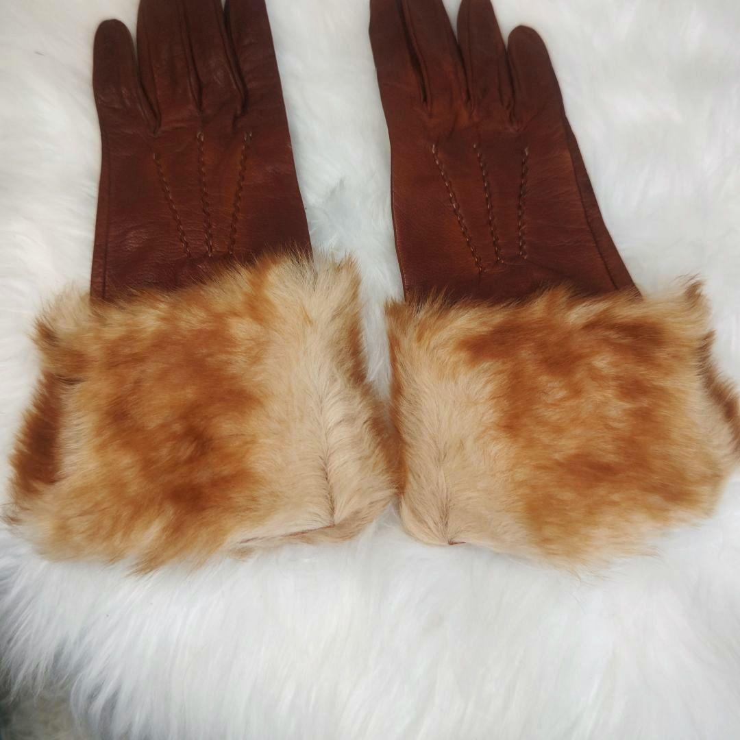 D＆G　ドルチェアンド　ガッバーナ　レザー　革　ファー　グローブ　手袋　S