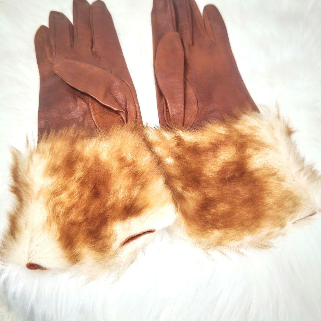 D＆G　ドルチェアンド　ガッバーナ　レザー　革　ファー　グローブ　手袋　S