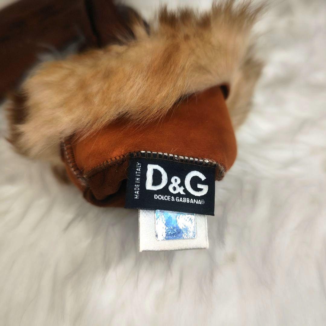 D＆G　ドルチェアンド　ガッバーナ　レザー　革　ファー　グローブ　手袋　S