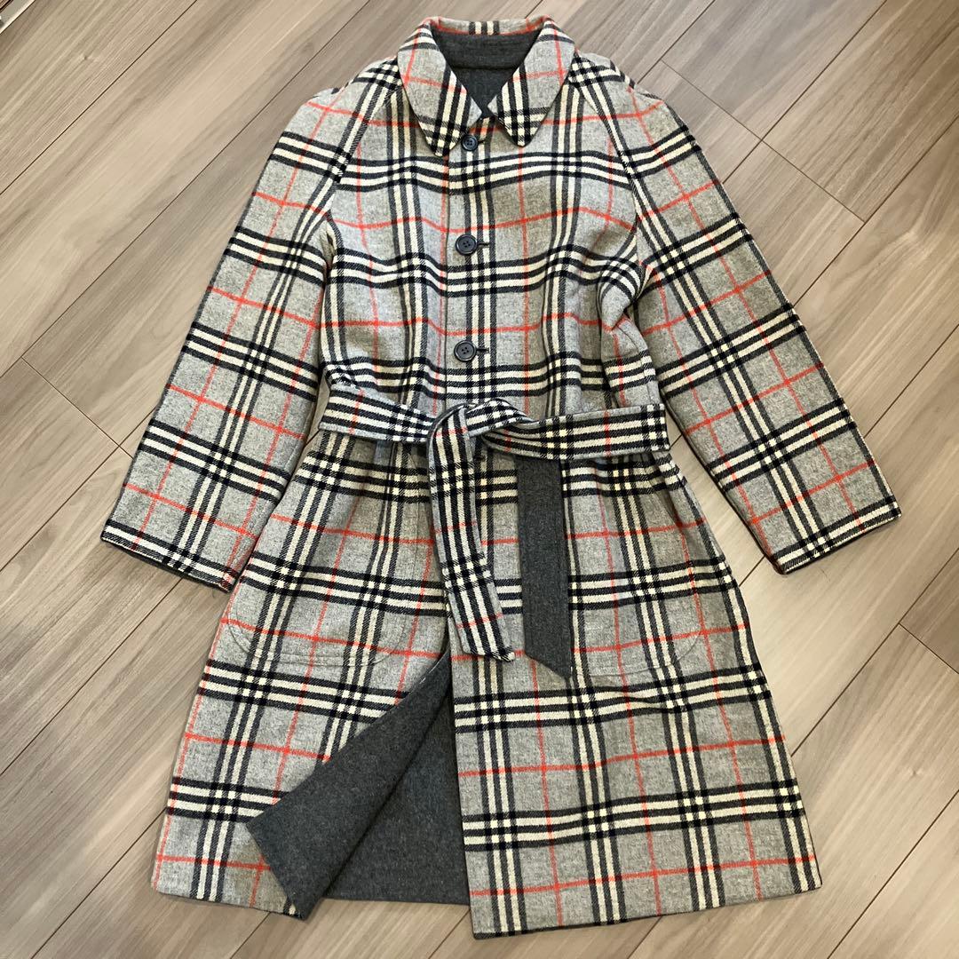 BURBERRYS バーバリーズ　リバーシブルコート チェック　グレー　ベルト付