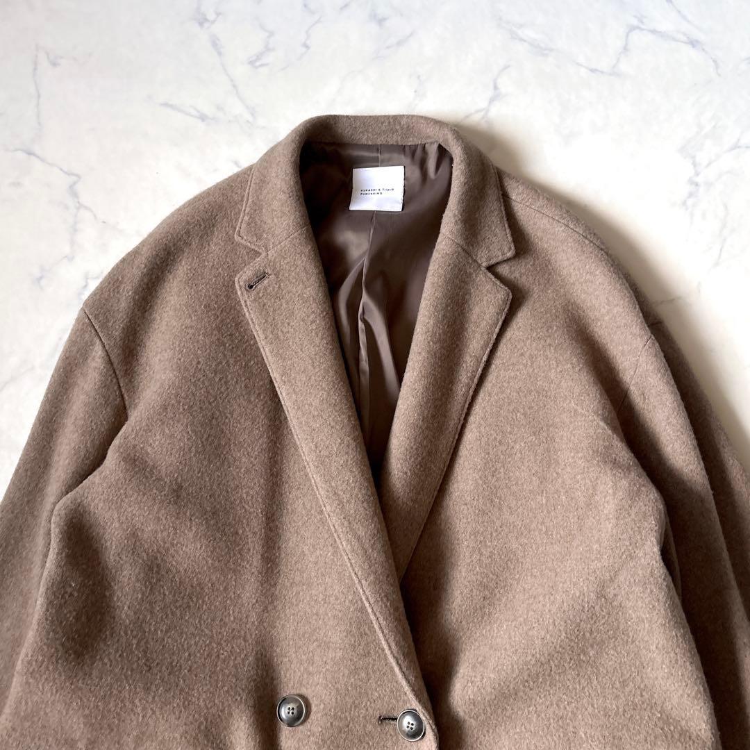 【北欧暮らしの道具店】3WAYアレンジ襟のかろやかチェスターコート　ブラウン