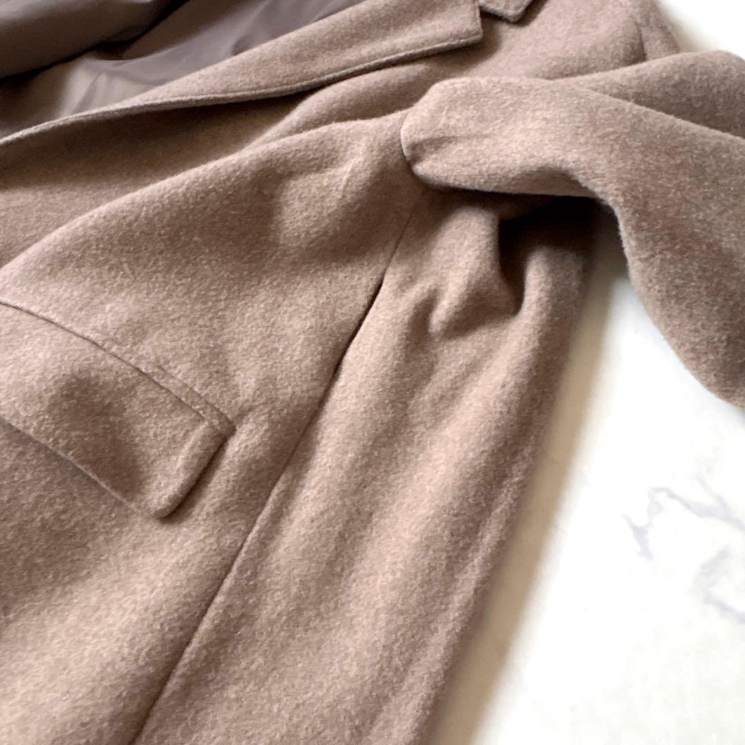 【北欧暮らしの道具店】3WAYアレンジ襟のかろやかチェスターコート　ブラウン