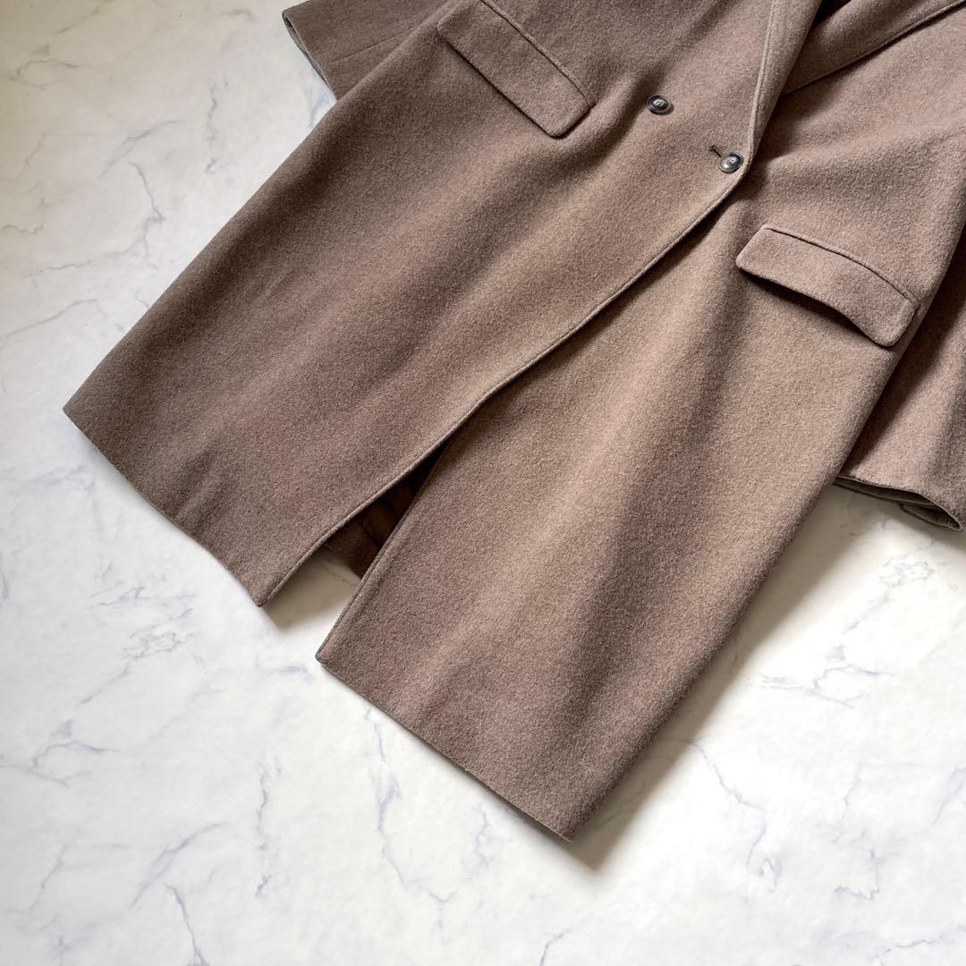 【北欧暮らしの道具店】3WAYアレンジ襟のかろやかチェスターコート　ブラウン