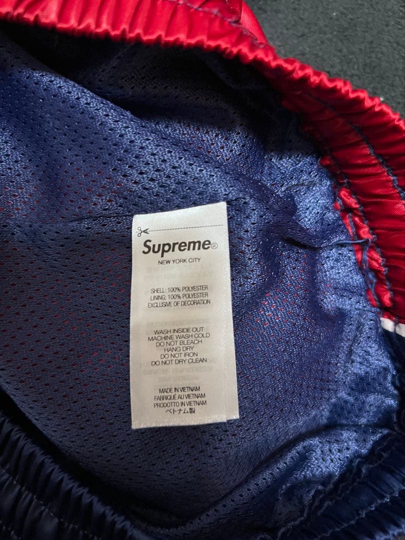 Supreme パンツ　ネイビー/レッド