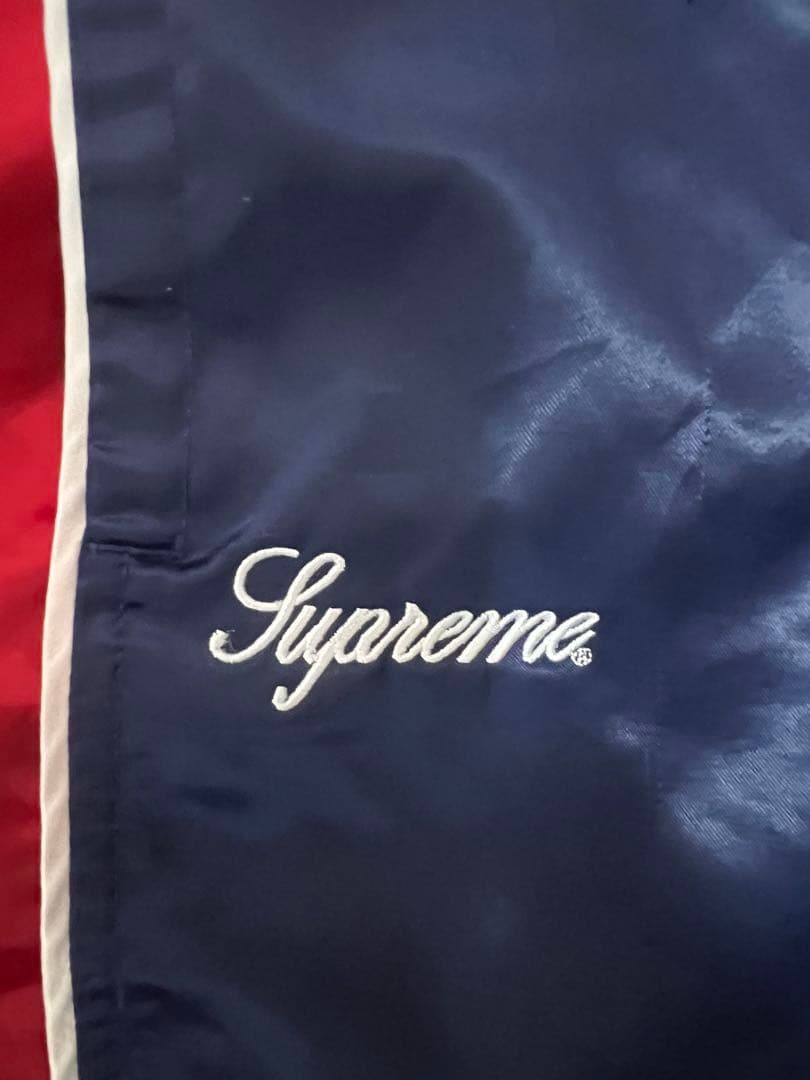 Supreme パンツ　ネイビー/レッド