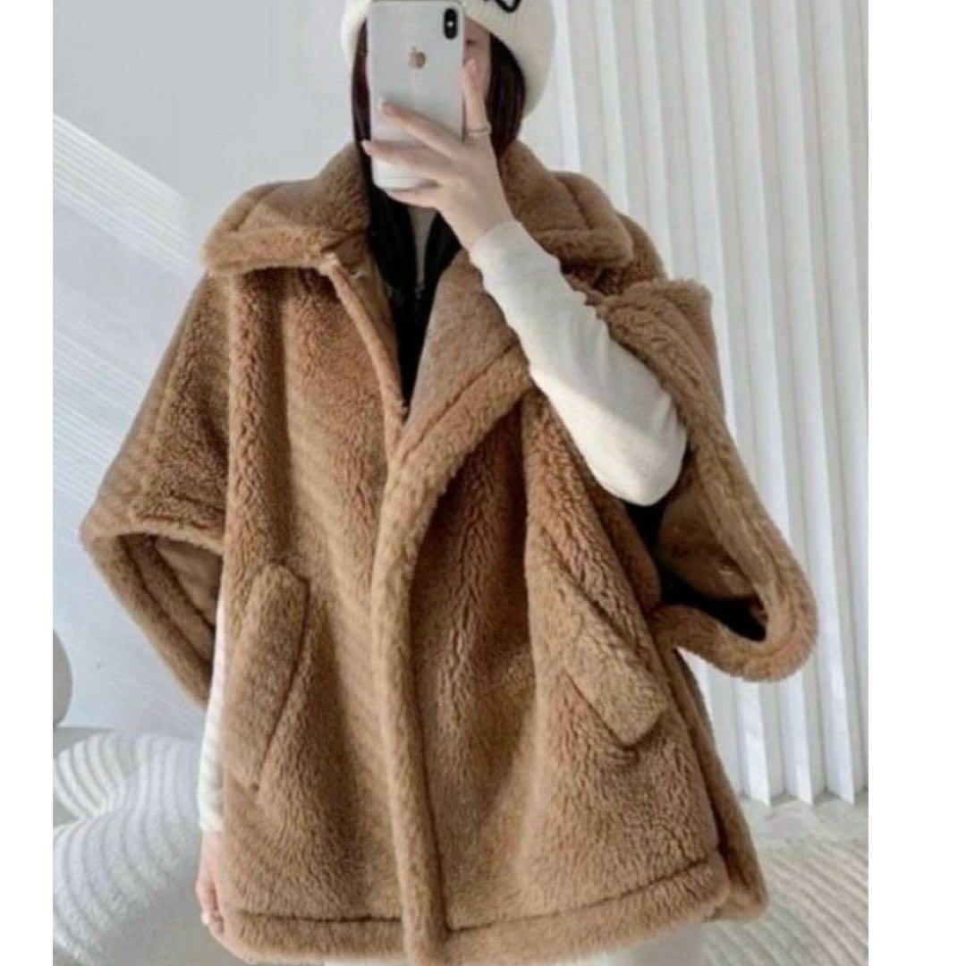 【新品未使用】テディ ケープ ポンチョ コート ウール