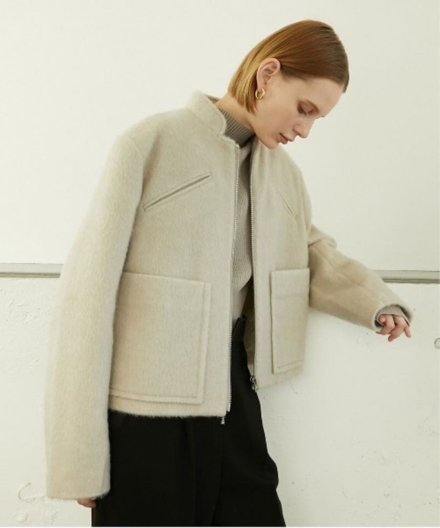 LA PEAU DE GEM シャギー ジップブルゾン ページュ F