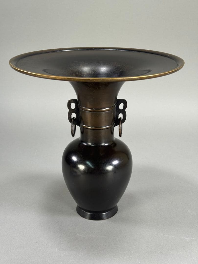 いけばな　池坊 唐銅花瓶 立花　花器　花瓶　華道具高さ:24.5cm