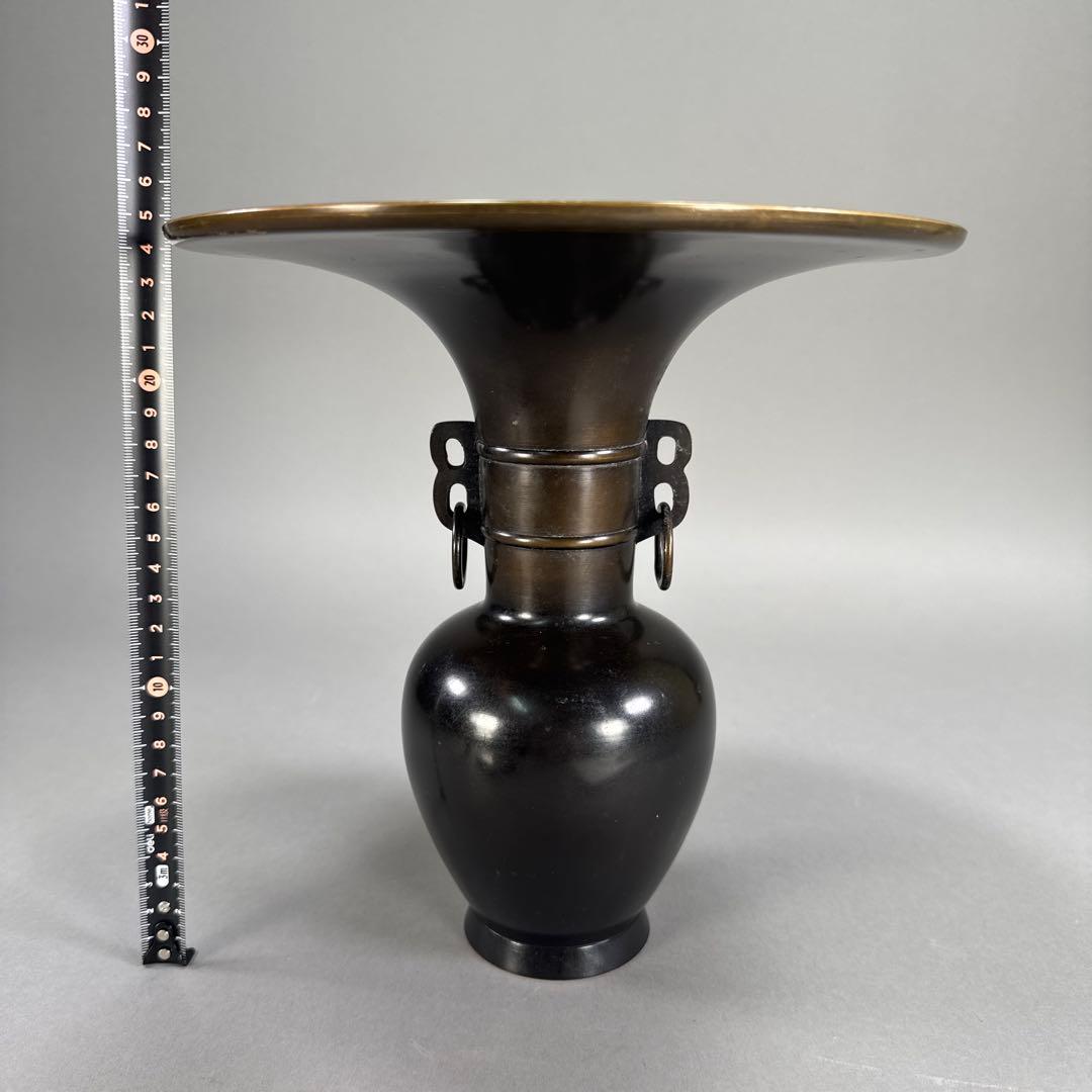 いけばな　池坊 唐銅花瓶 立花　花器　花瓶　華道具高さ:24.5cm