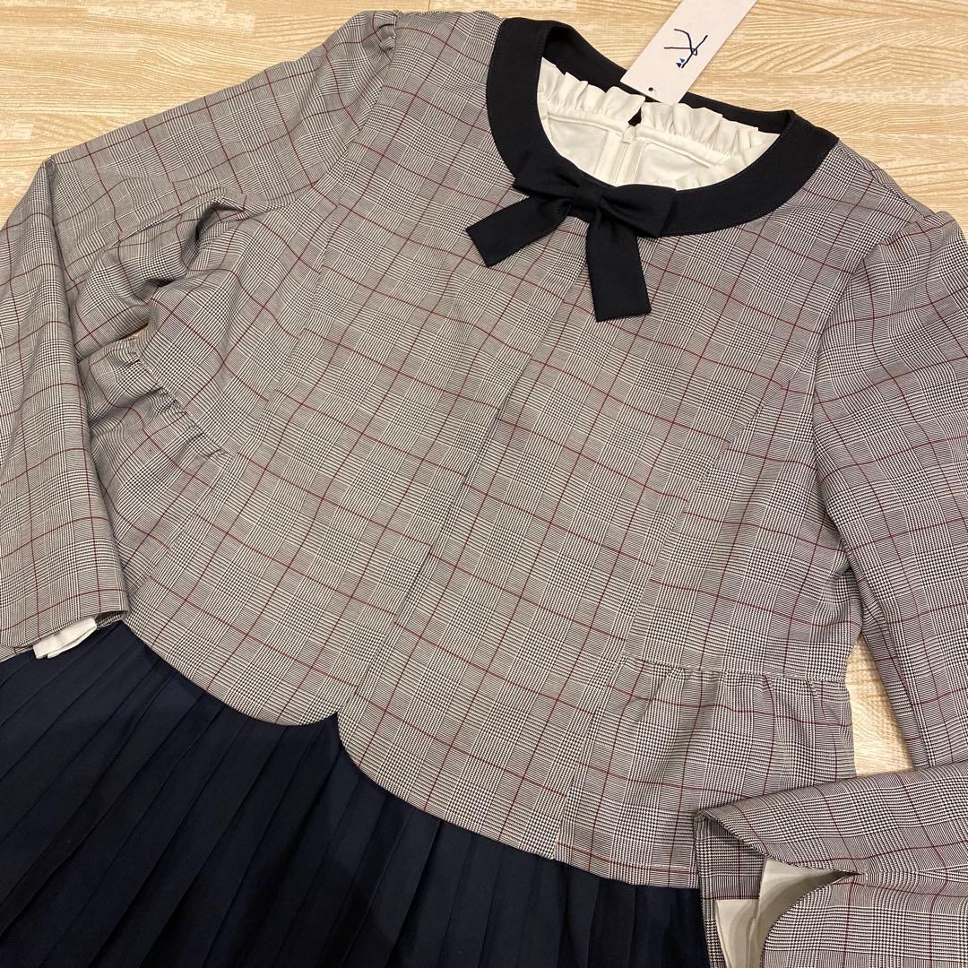 新品　160★組曲★卒服　グレンチェックジャケット&プリーツワンピース セット
