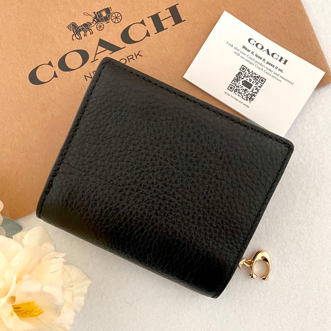 新品　正規品☆COACH コーチ　折り財布　メンズ　ブラック　二つ折り財布