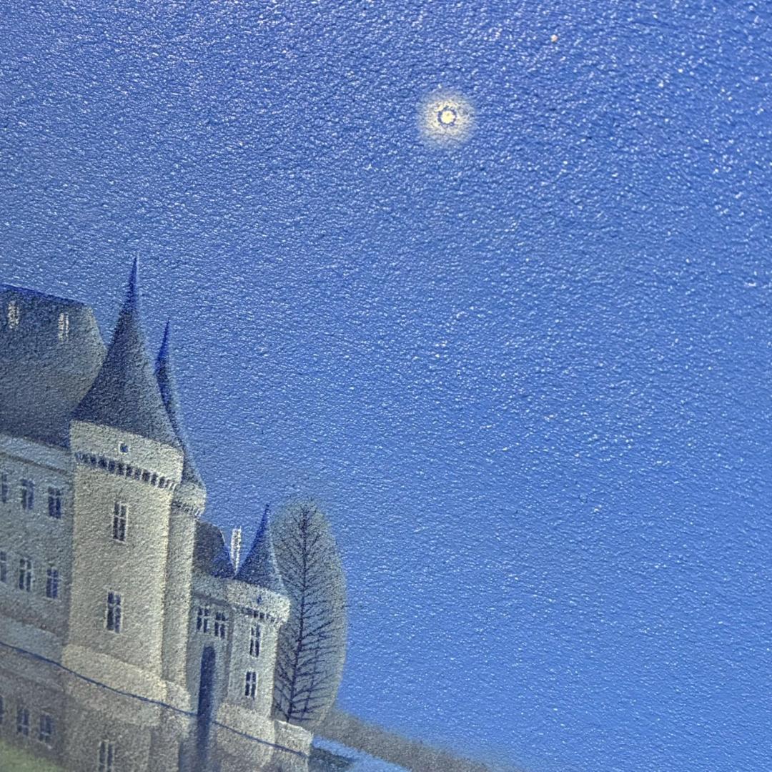 松浦敬文「水辺の城」キャンバスに油彩 共シール 直筆サイン入り 飛翔会会員