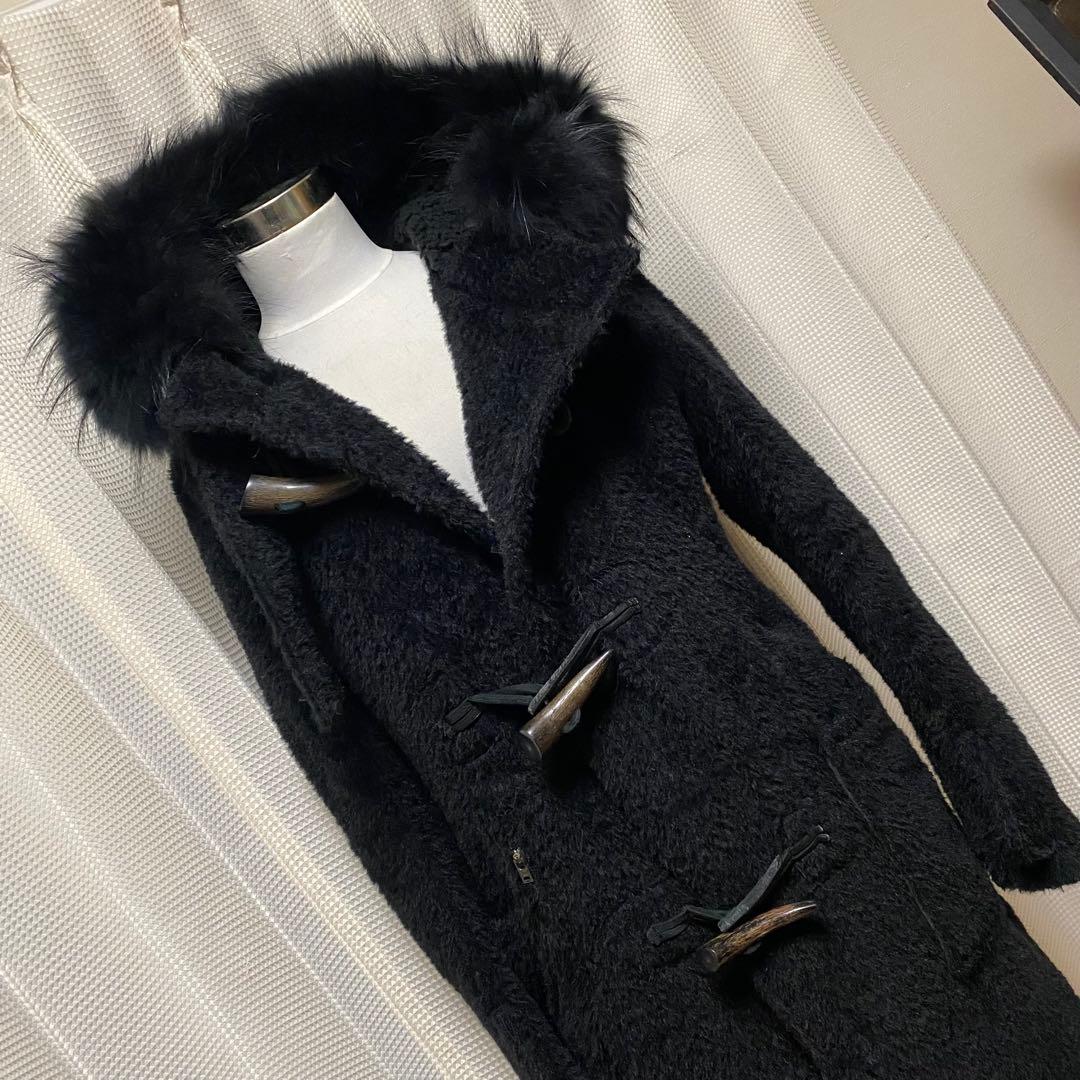 ルグランブルー ファー ダッフル コート 黒 メンズ１