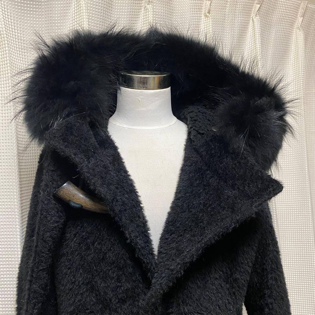 ルグランブルー ファー ダッフル コート 黒 メンズ１