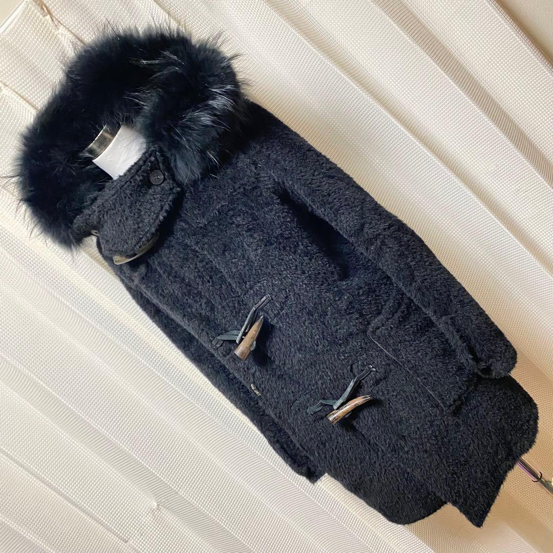 ルグランブルー ファー ダッフル コート 黒 メンズ１