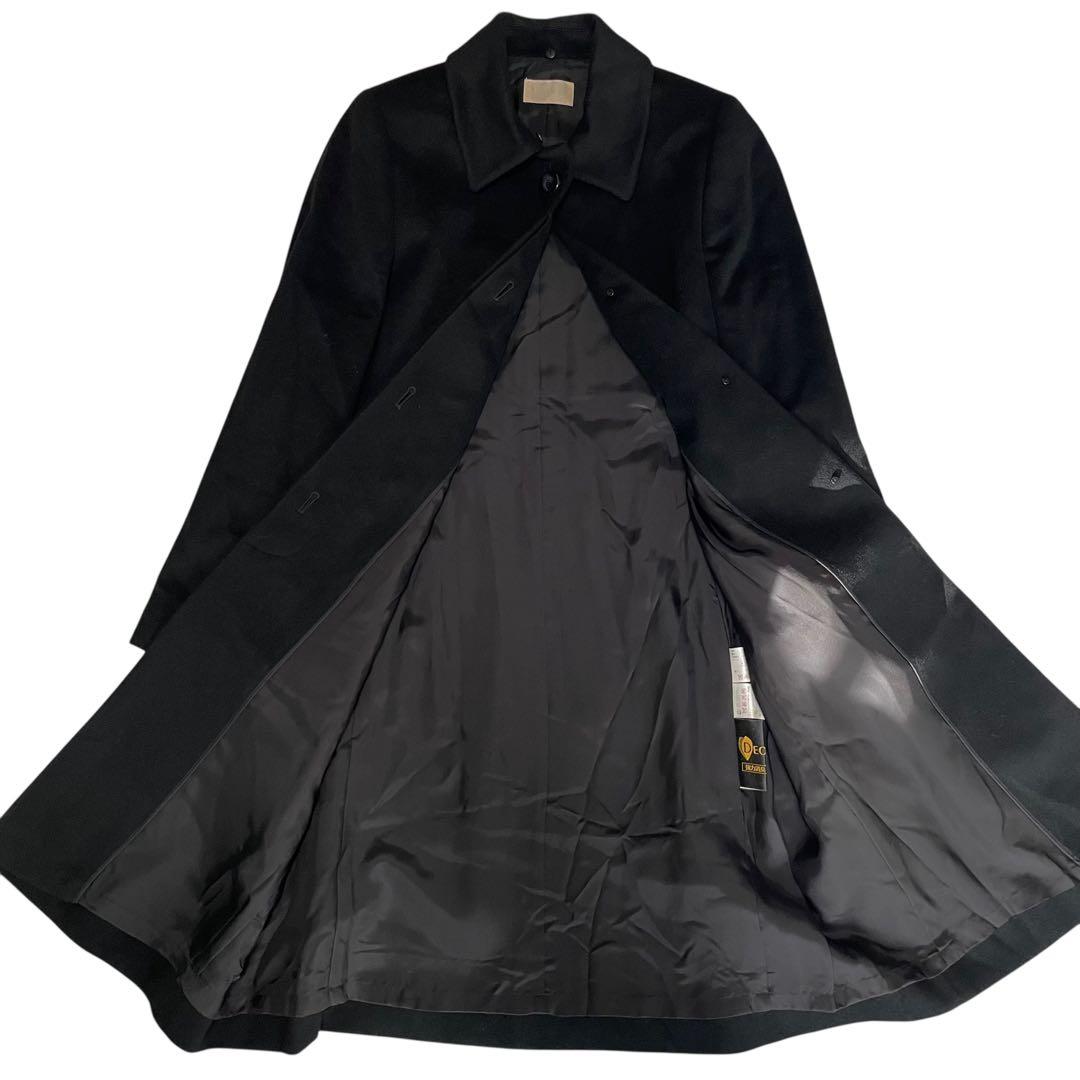 【カシミヤ100%×新品未使用】マキシ丈比翼ロングチェスターコート ファー 黒M