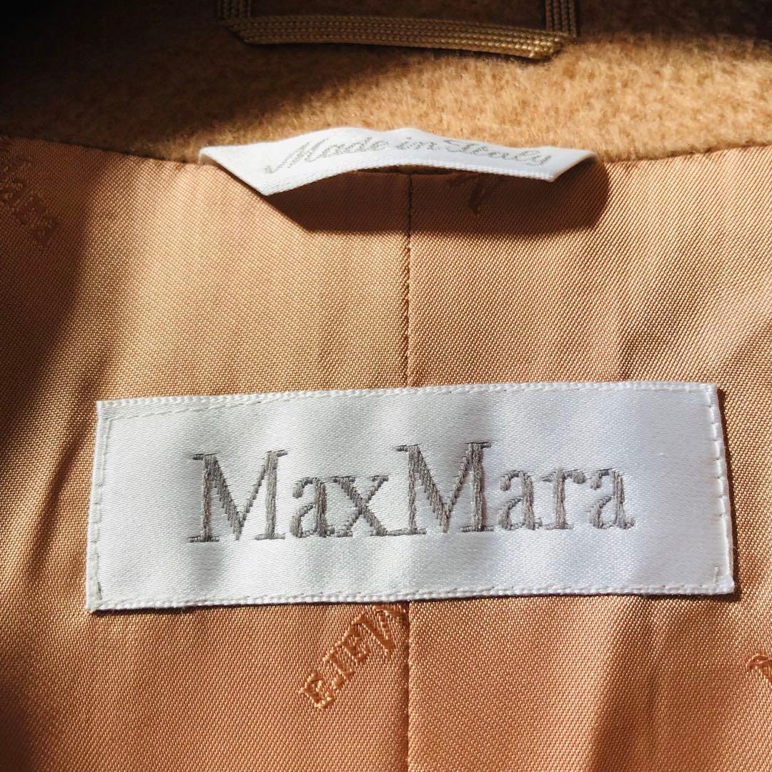 希少42✨美品 マックスマーラ ショールカラーコート キャメル100% 白タグ