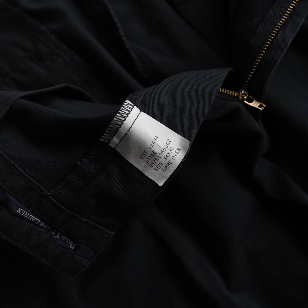 90s ラルフローレン ANDREW PANT ポロチノ黒 タックチノ USA