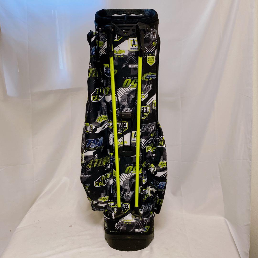 美品　オークリー　スタンド付キャディバッグ　ブラック　イエローグリーン　9.5型
