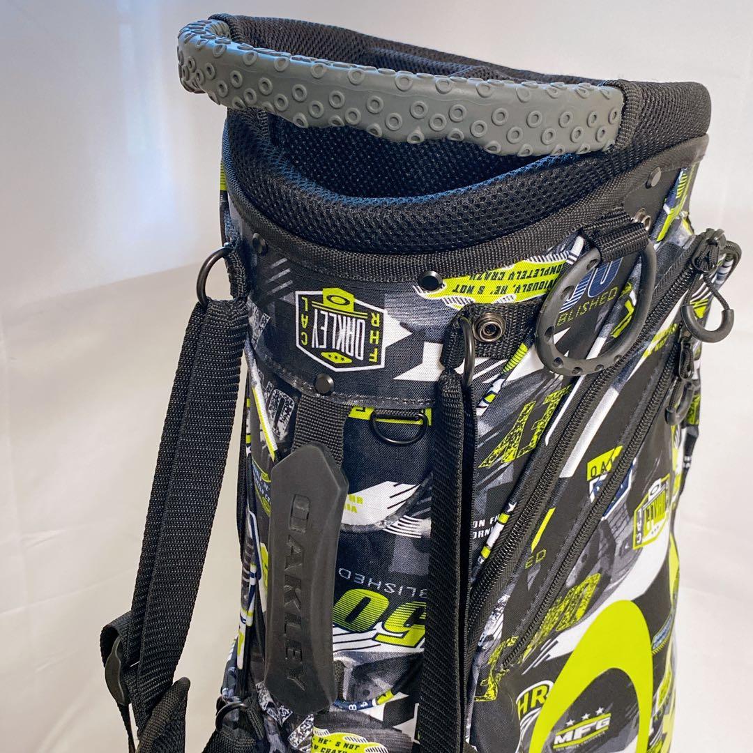 美品　オークリー　スタンド付キャディバッグ　ブラック　イエローグリーン　9.5型