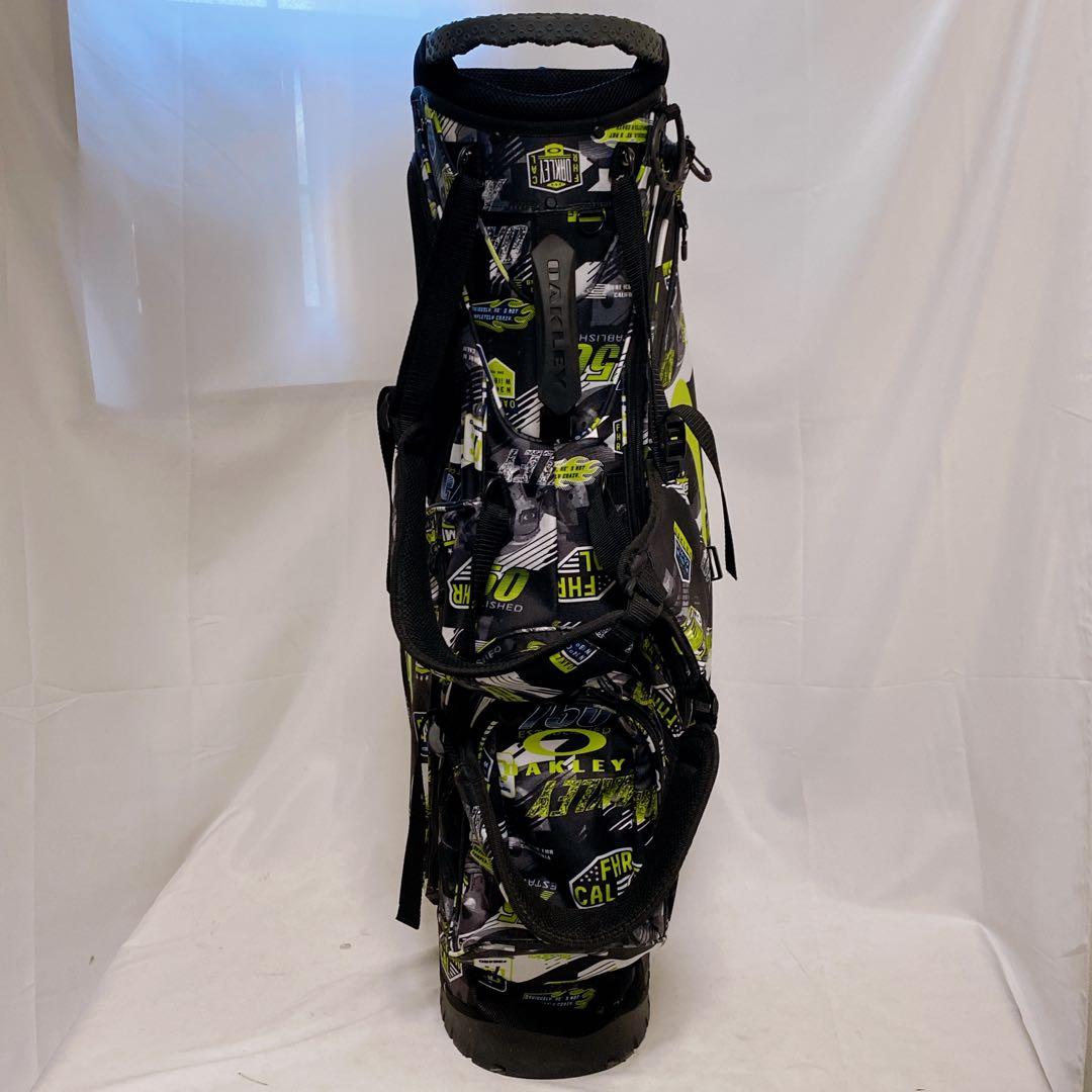 美品　オークリー　スタンド付キャディバッグ　ブラック　イエローグリーン　9.5型