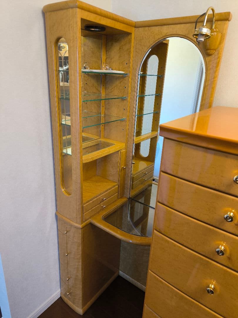 木製ドレッサー・鏡台 ミラー付き