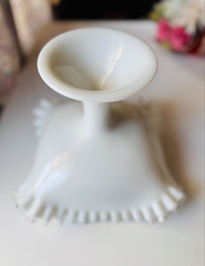 フェントン Fenton ミルクガラス フリル ラージ ボウル フルーツ　ボウル