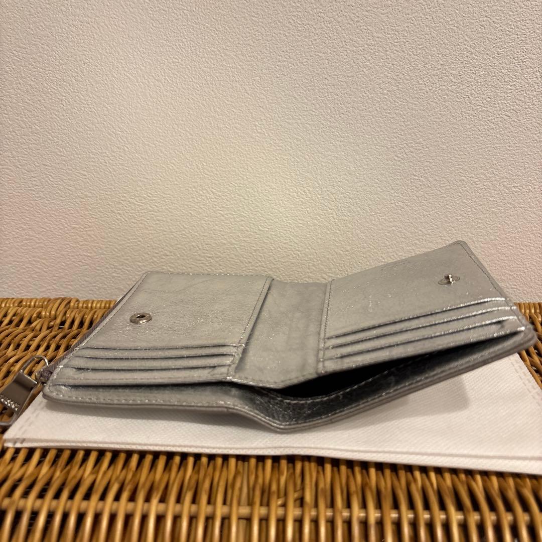 russet ラシット　ミニモノグラムプレートハーフウォレット　シルバー