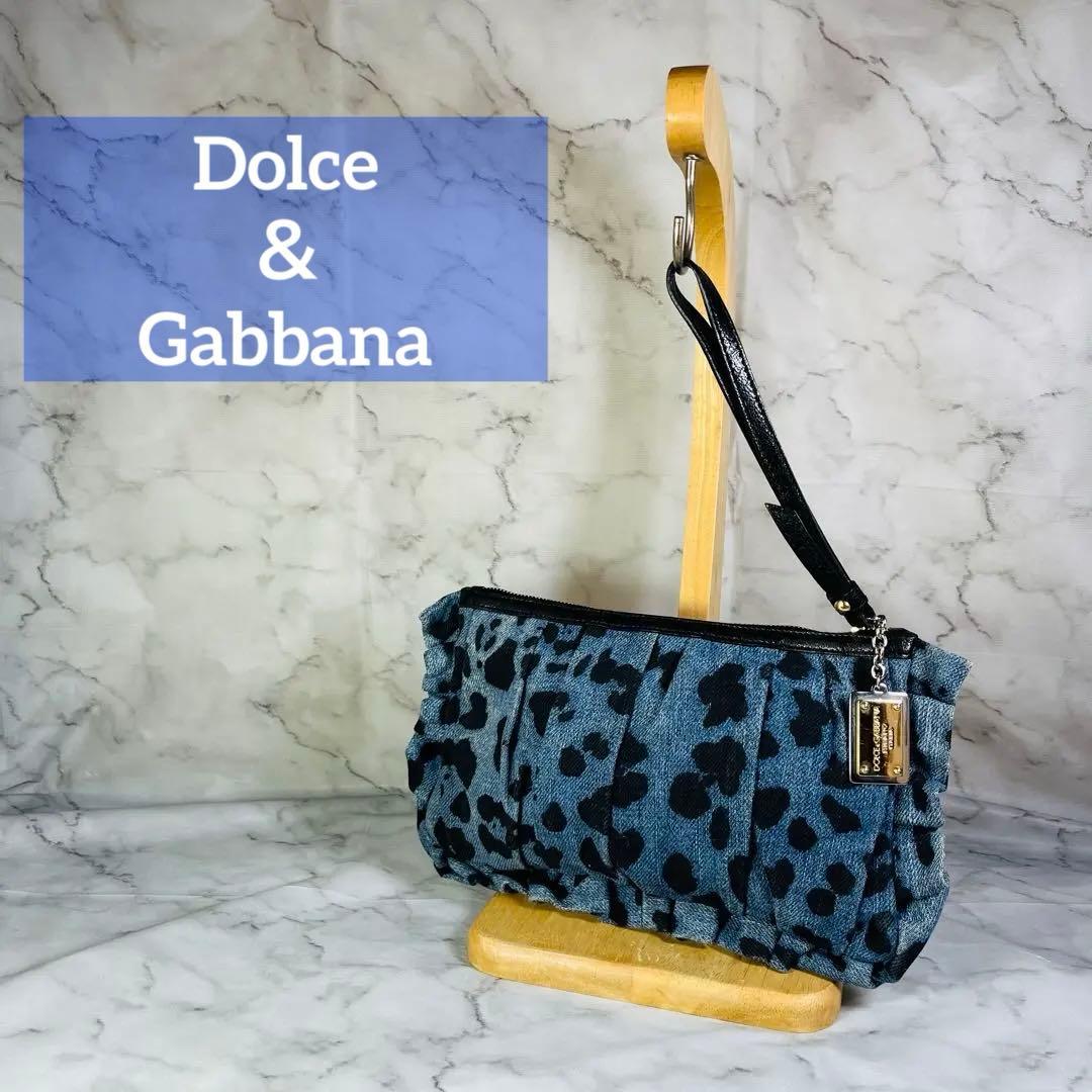 【希少】Dolce＆Gabbana　ドルガバ　クラッチバッグ　デニム　レオパード