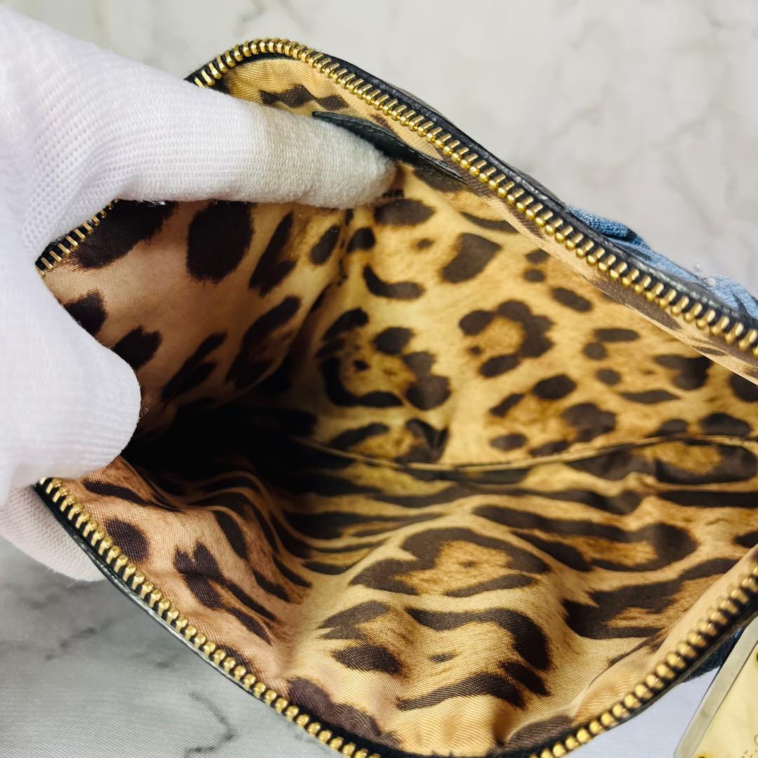 【希少】Dolce＆Gabbana　ドルガバ　クラッチバッグ　デニム　レオパード