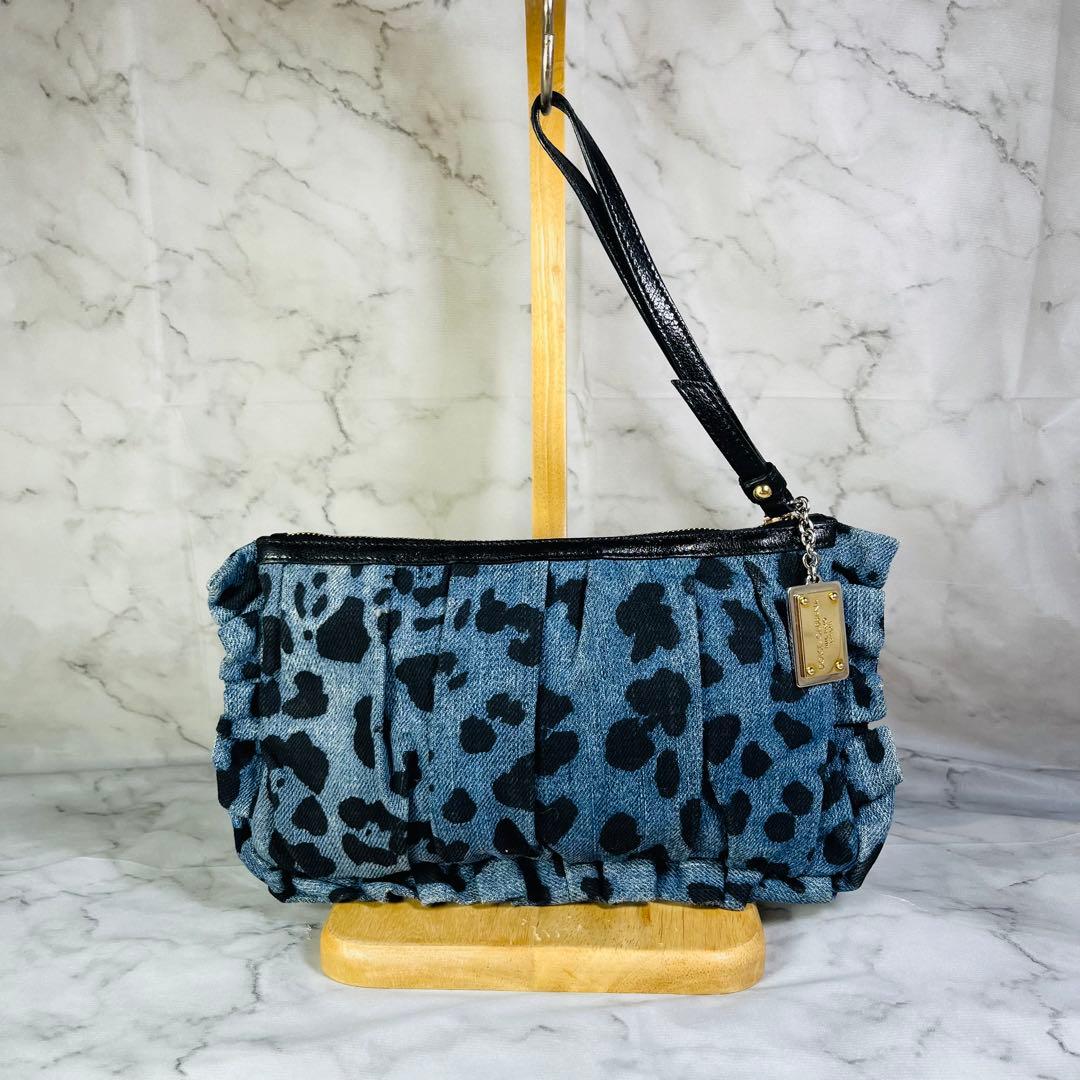 【希少】Dolce＆Gabbana　ドルガバ　クラッチバッグ　デニム　レオパード