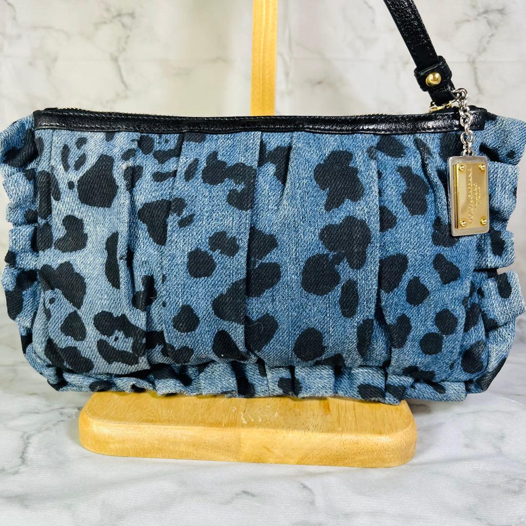 【希少】Dolce＆Gabbana　ドルガバ　クラッチバッグ　デニム　レオパード