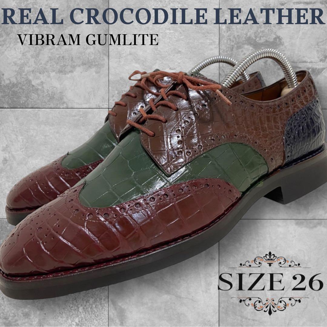 値下げ依頼品 オーダーメイド リアルクロコダイルレザー ビブラム ドレスシューズ