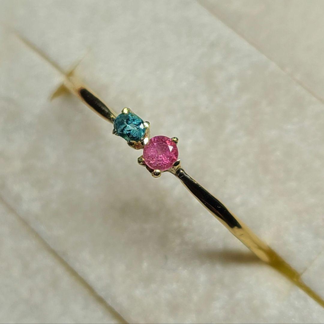 幻の共演★バターリャパライバトルマリン&ワーワー鉱山産レッドベリルリング18金★