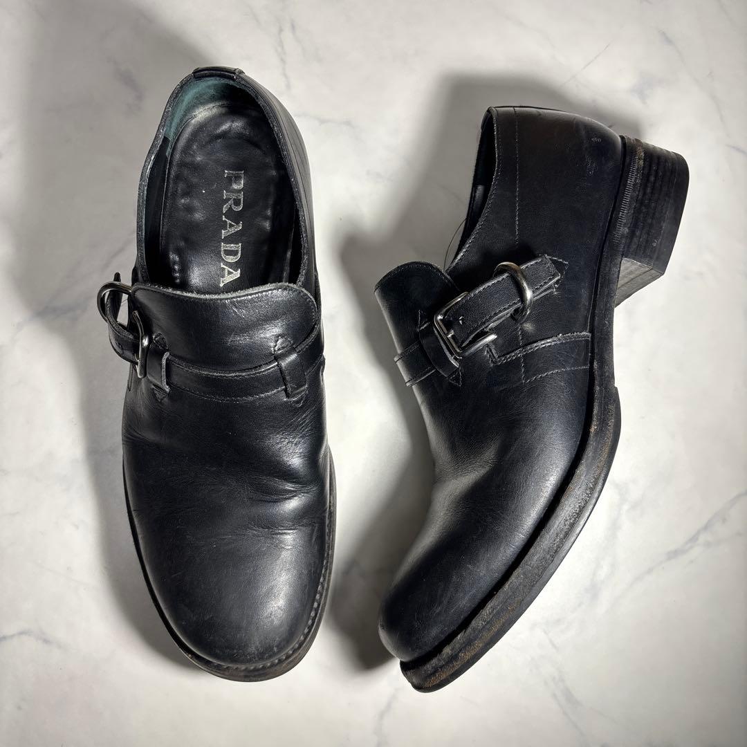 靴 PRADA belted leather shoes archive