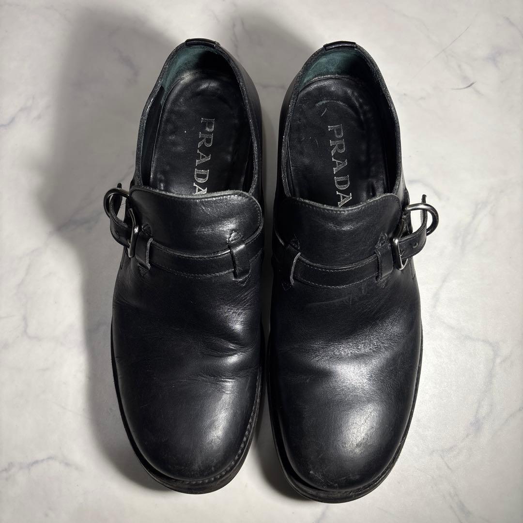 靴 PRADA belted leather shoes archive