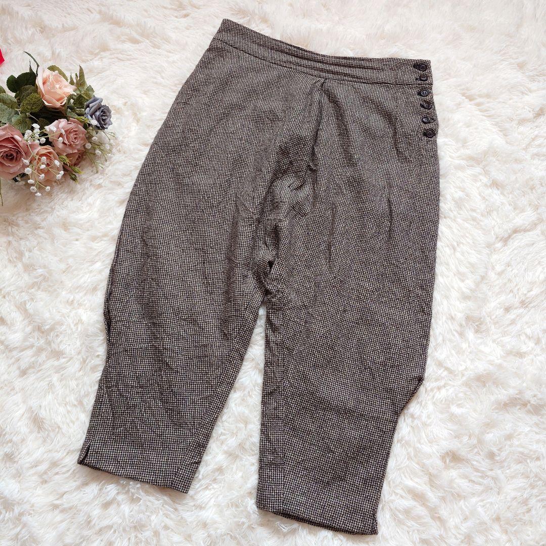 アーツアンドサイエンス　シワ加工　千鳥格子柄　サルエルパンツ　ウール　リネン