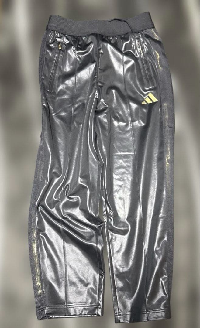 adidas フード付き コーティング ジャケット ジャージ 上下セットブラック